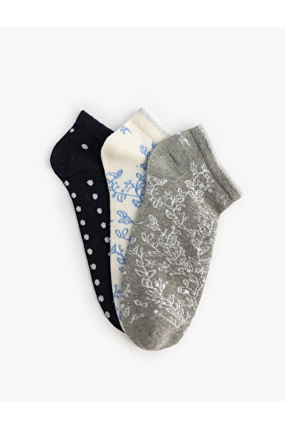 Koton Σετ 3 Κάλτσες Booties Πολύχρωμες με λουλουδάτο σχέδιο