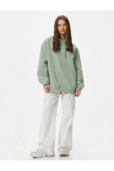 Koton Hooded Sweatshirt Back Printed Comfortable Fit Long Sleeve