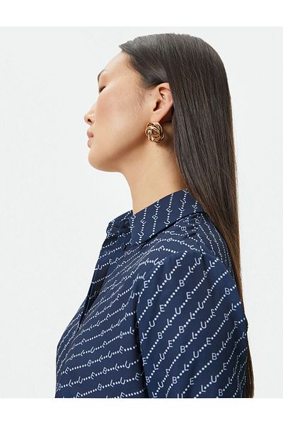 Koton Crop Shirt Long Sleeve Button Printed