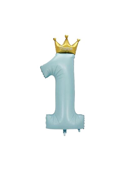 Adana Pasta Malzemeleri Prince 1 Letter Blue Crowned Foil Balloon 120 cm - 5698
