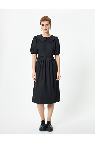 Koton Balloon Sleeve Dress Midi Size Baby Collar Cotton