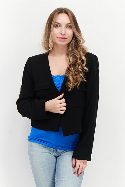 Royalty By Maluma Women Regular Fit Long Sleeve Plain Blazer, Black