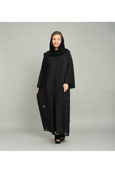 IKKXA Elegance Emboidery Emirati Abaya AIK5085 Black