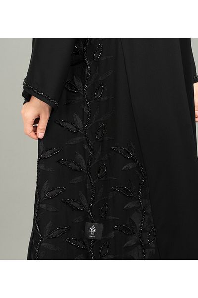 IKKXA Elegance Emboidery Emirati Abaya AIK5085 Black
