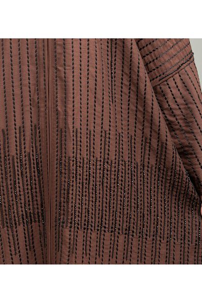 IKKXA Modern Emirati Embroidery Stripe Abaya AIK5080 Brown