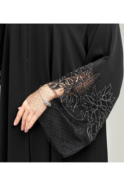 IKKXA Elegance Emboidery Emirati Abaya AIK5083 Black