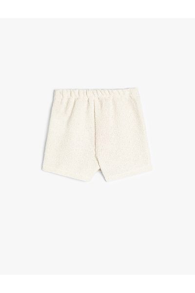 Koton Tweed Shorts Pearl Button Detailed Elastic Waist