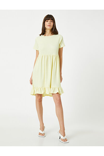 Koton Kısa Elbise Robalı Kısa Kollu Fırfırlı