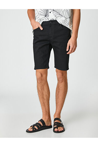 Koton Basic Kot Şort Cepli Düğmeli Pamuklu