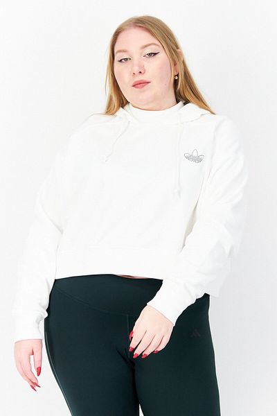 adidas Women Plus Size Hooded Long Sleeve Outdoor Hoodies, White