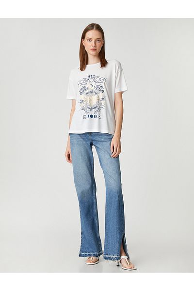 Koton Tricou Imprimat cu Horoscop cu gât crestat