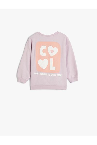 Koton Sweatshirt Print Detailed Long Sleeve Raised Cotton