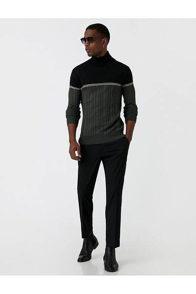 Koton Turtleneck Knitwear Sweater Color Blocked
