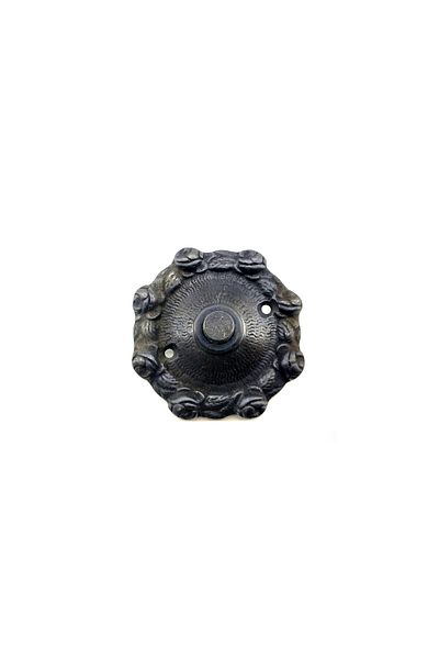 Şener collection Antique Style Decorative Brass Doorbell with Roses - 75mm, Oxide