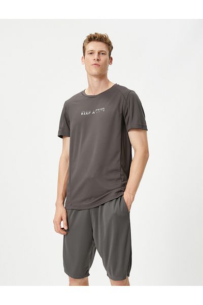 Koton Tricou sport Imprimat cu slogan, decolteu, cu cusături
