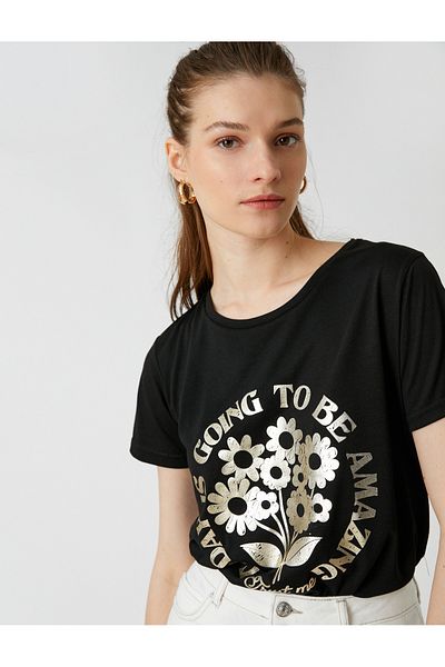 Koton Tricou imprimat cu mânecă scurtă cu decolteu