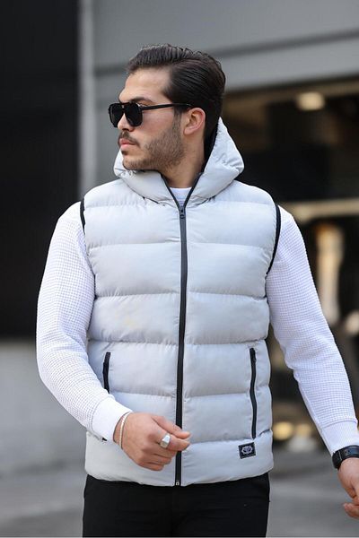Last fashion Waterproof Hooded Gray Inflatable Vest
