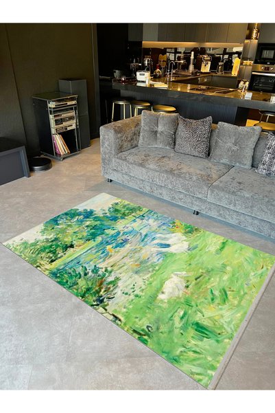 Rugs Modern Halı Aynur Collection Oil Paintings Look Nature Lake and Kayak De...