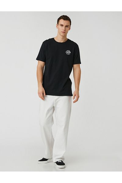 Koton Σλόγκαν Κεντημένο T-Shirt Crew Neck Κοντό μανίκι