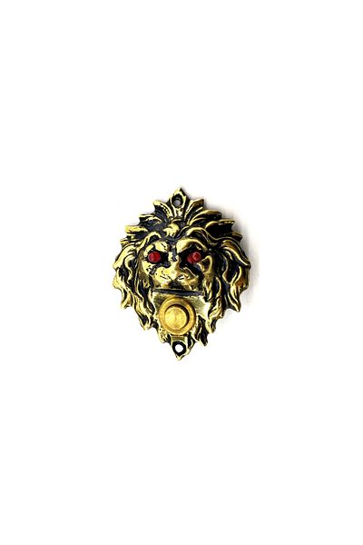 Şener collection Antique Style Decorative Brass Lion Doorbell - 100X78 Mm, Antique, Led Lighted