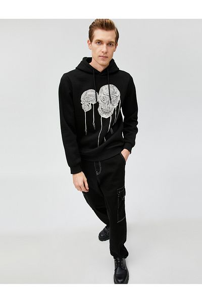 Koton Βασικό φούτερ με κουκούλα Skull printed