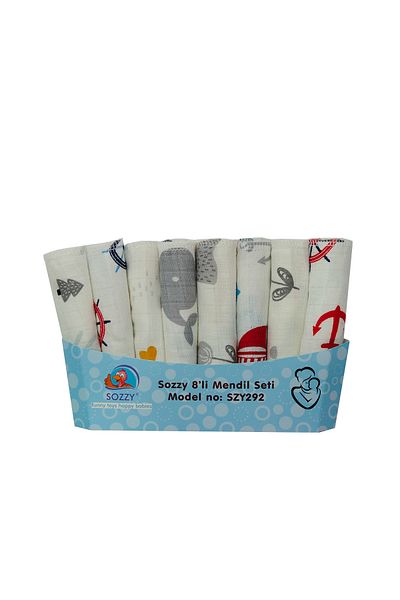 Sozzy Men's Muslin Mouth Wipes - Cotton Soft, 8 Pieces