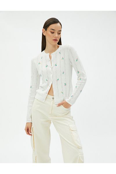 Koton Slim-Fit-Cardigan mit Blumenmuster