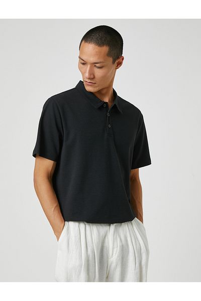 Koton Tricou de bază cu gât polo cu mânecă scurtă cu nasturi