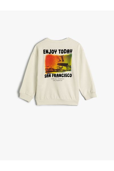 Koton Sweatshirt Long Sleeve Crew Neck Raised Cotton