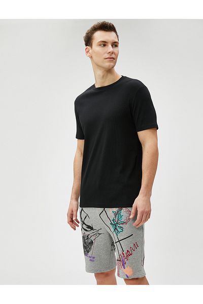 Koton Printed Shorts with Lace Waist Pocket Detail
