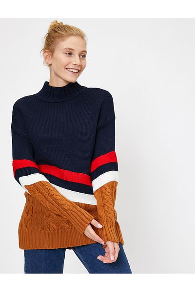 Koton Striped Knitwear Sweater