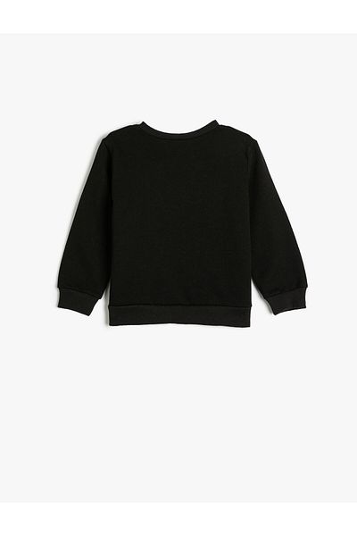 Koton Teddy Bear Printed Sweatshirt Long Sleeve Raised Cotton