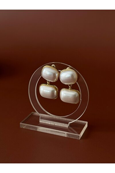 Gold Garden أقراط مجوهرات مزدوجة مربعة من اللؤلؤ