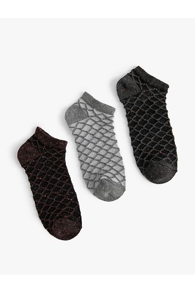 Koton Set de șosete papuci cu sclipici cu model geometric și texturat