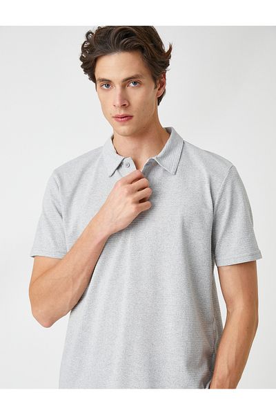 Koton Basic T-Shirt Polo Neck Button Krátký rukáv