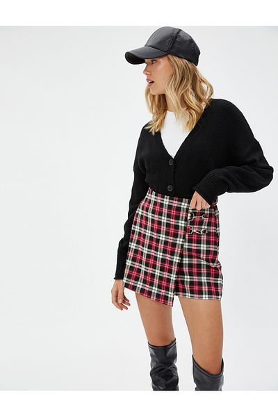 Koton Mini Short Shorts Fustă Metal Accesorii Detaliat viscoză Amestecat