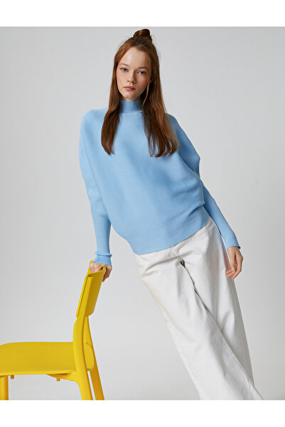 Koton Трикотажен пуловер с висока яка с дълги ръкави