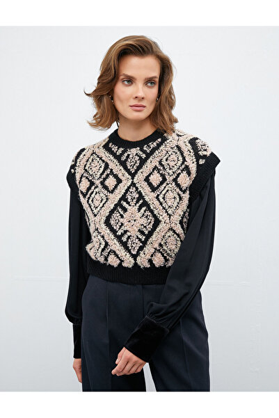 Koton Melis Ağazat X Koton - Bisiklet Yaka Dokulu Örgü Süveter