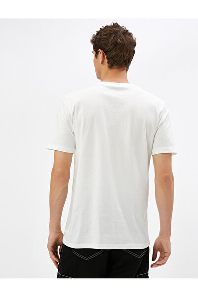 Koton Βαμβακερό μπλουζάκι με στάμπα με λαιμόκοψη