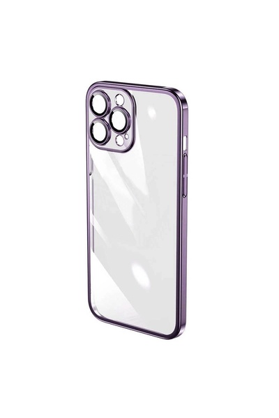 Miscase İphone 13 Pro Darbe Emici Şeffaf Kenarları Renkli Sert Lazer Lensli K...