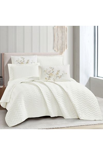 Donetella Quilt Set Single Size- 3-pcs, 170x230 Bedding Embossed Floral Blanket