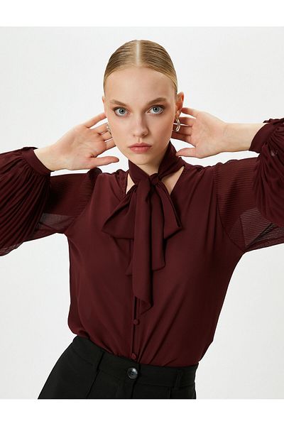 Koton Women's Clothing Shirt 4wak60225uw Claret Red