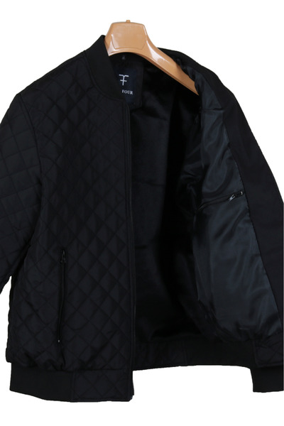 Modarar Men's Wide Cut Winter Black Quilted Coat Rar01272