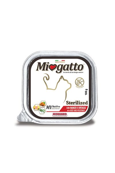 MioGatto طعام قطط رطب معقم باللحم البقري والخضروات - 100 جرام