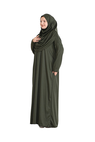 Modish Group Pouch Prayer Dress Scarf Ready-To-Wear Hijab Clothing Turban Muslim Clothes Set - Khaki