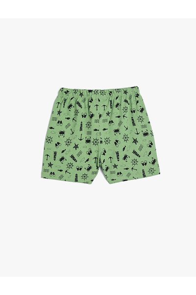Koton Shorts Printed Pockets Elastic Waist Tie Cotton