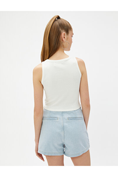 Koton Crop Athlete College Printed Ribbed