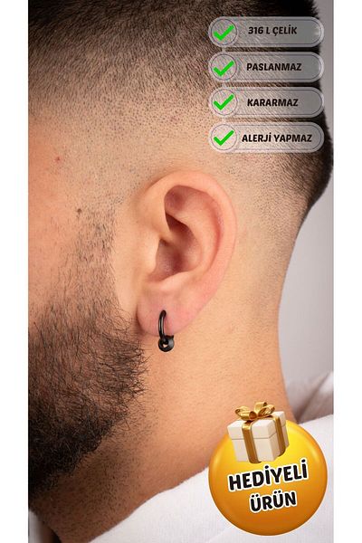 Piercing Market Steel & Silver Men's Unisex Steel Hoop Earrings - No Rust and Blackening