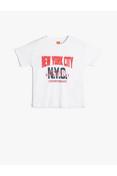 Koton Βαμβακερό μπλουζάκι με κοντό μανίκι Crew Neck City