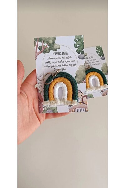 Makrome Gökkuşağı Anahtarlık 30 adet kişiye özel